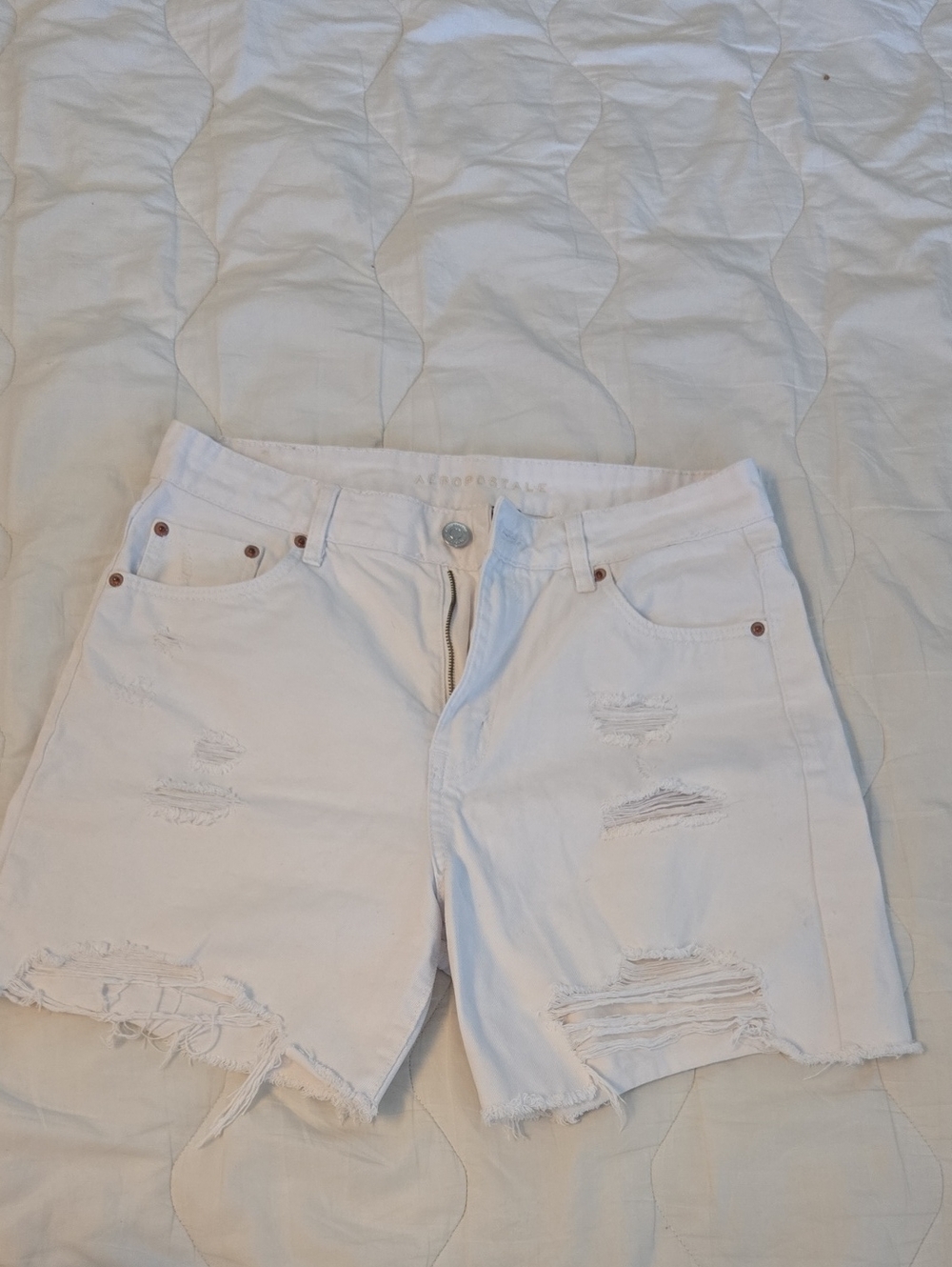 Aeropostale 90s Baggy White Denim Shorts High Rise 100% Cotton